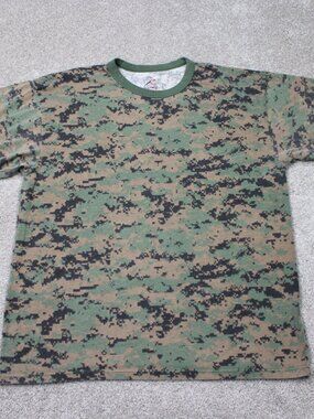 ROTHCO Shirt Men 2XL XXL Green Camo Camoflauge Cotton/Poly Short Sleeve Pullover